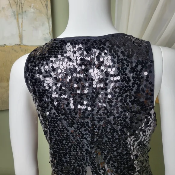 NWOT Express Black Sequin Tank Top - Picture 7 of 12